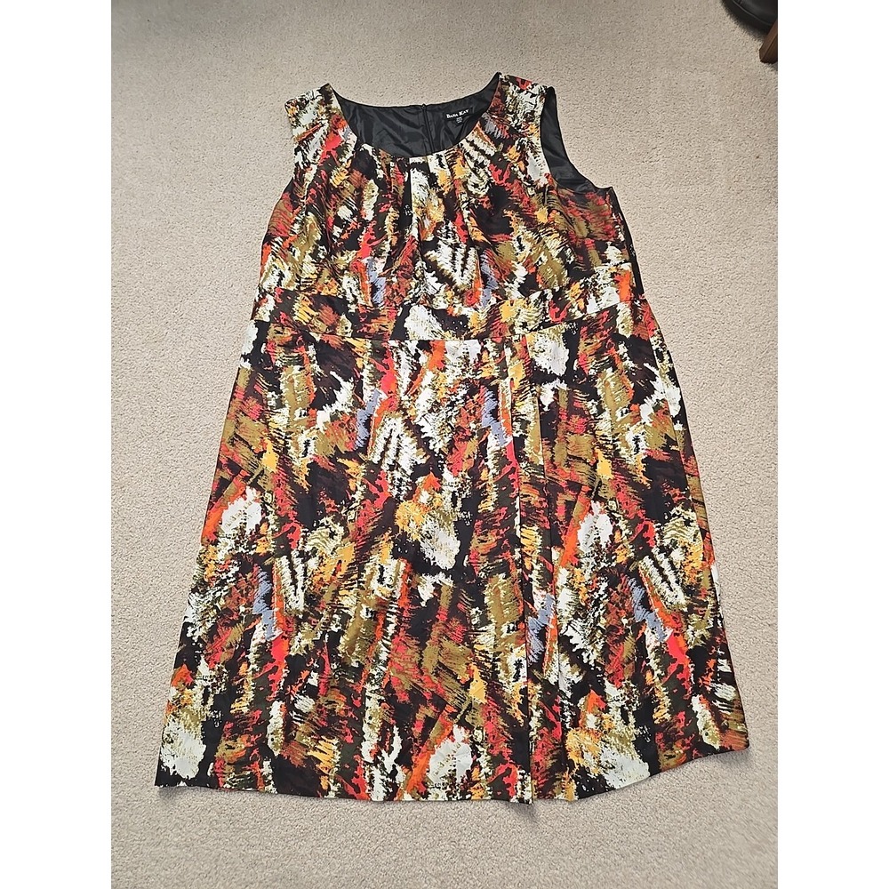 Dana Kay Y2k Abstract Colorful Sheer Midi Dress A Line Ling Zipper 24W Plus Size